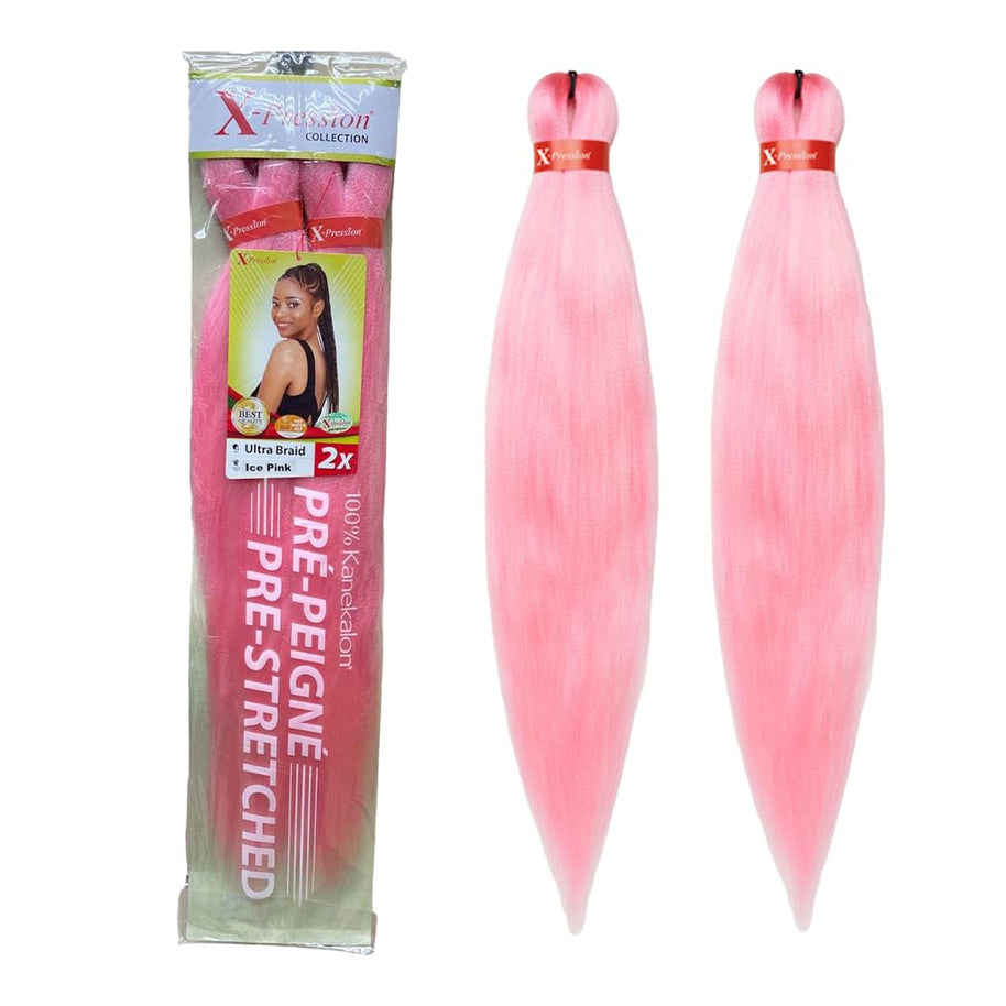 Xpression Ultra Braid Pre Stretched 2 x 46'' - Ice Pink