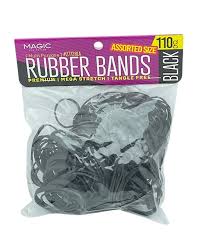 Magic Collection Assorted Size Rubber Bands Black 2772BLA
